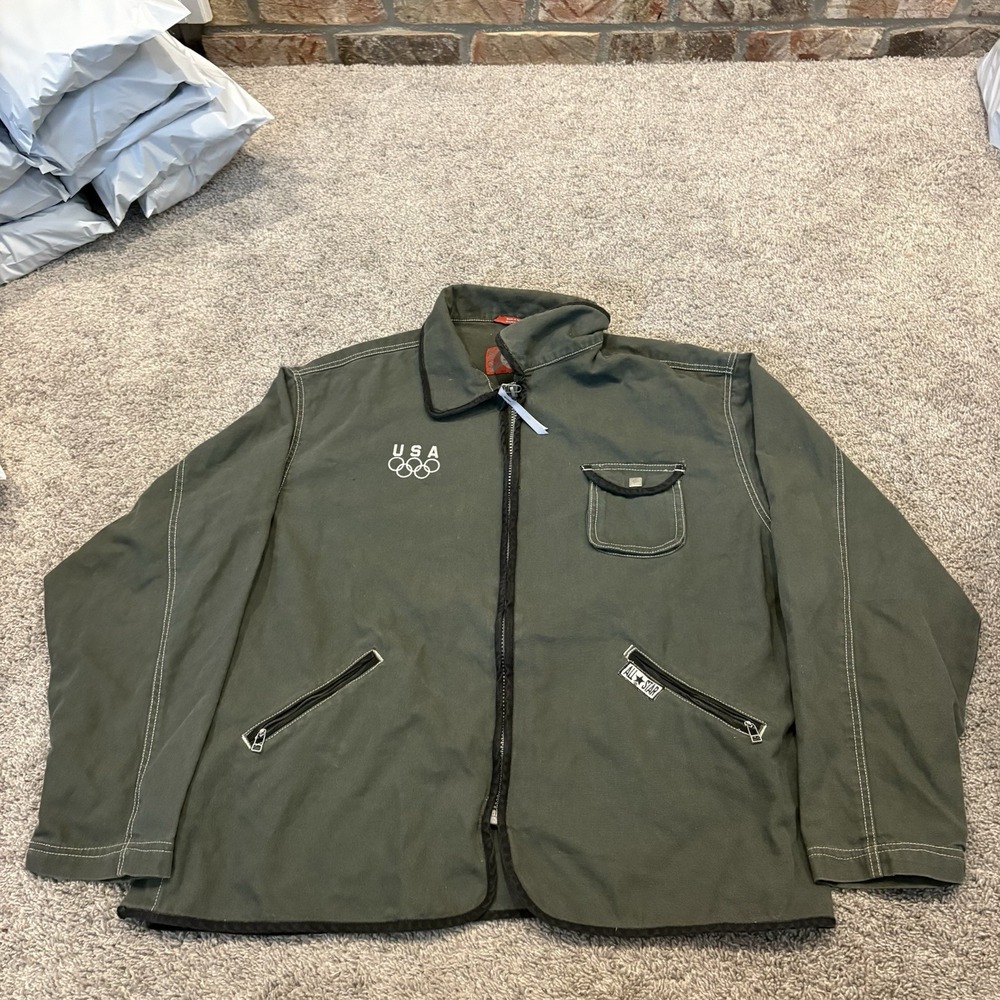 VTG Y2K Converse All Star USA Olympics Green Workwear jacket XL RARE Full Zip